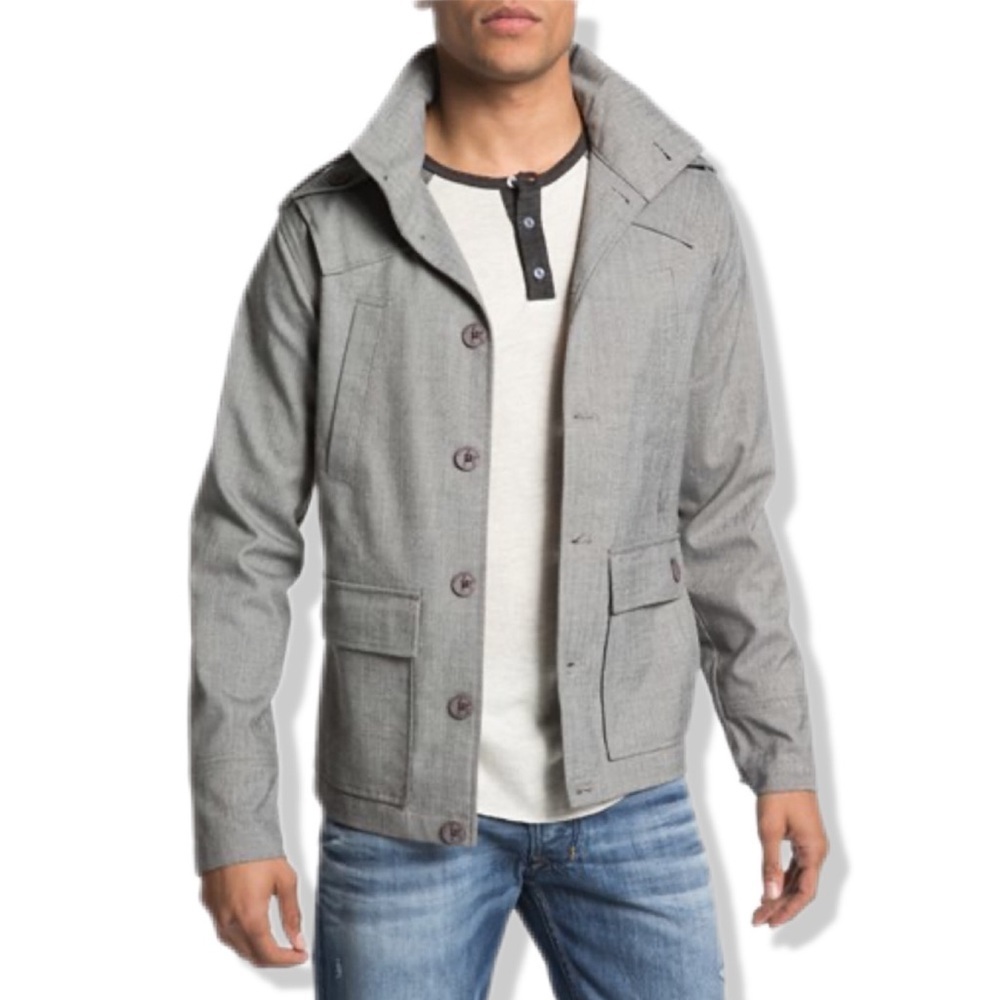 Kane & Unke Trim Fit Herringbone Military Utility Jacket XXL